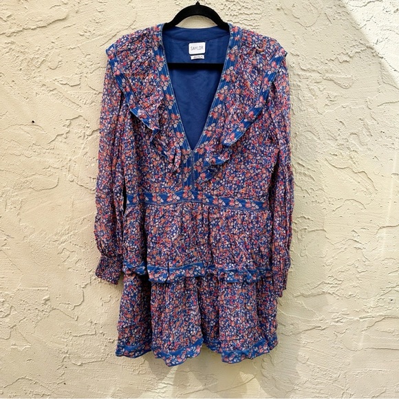 New SAYLOR Mamie Metallic Floral Ruffle Mini Dress XL - Picture 2 of 6